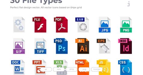 30 File Types Icons - Flat — Teletype