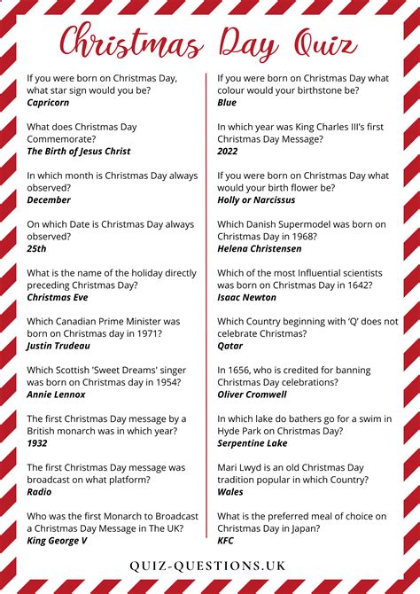 Christmas Day Quiz Questions & Answers