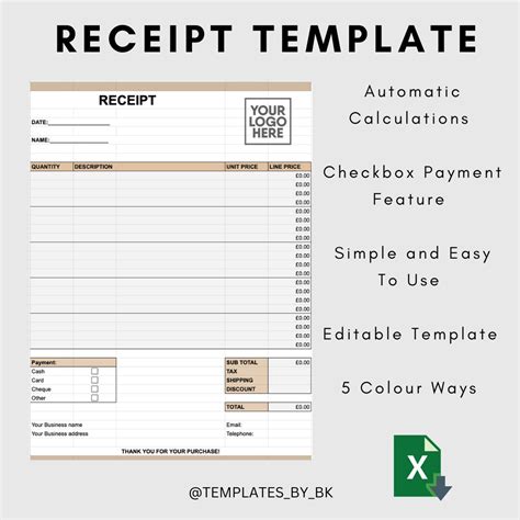 Receipt Excel Template