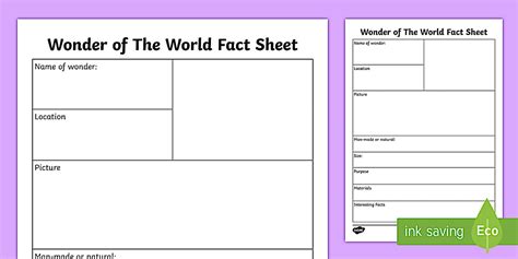 Wonders of The World Fact Sheet (teacher made) - Twinkl