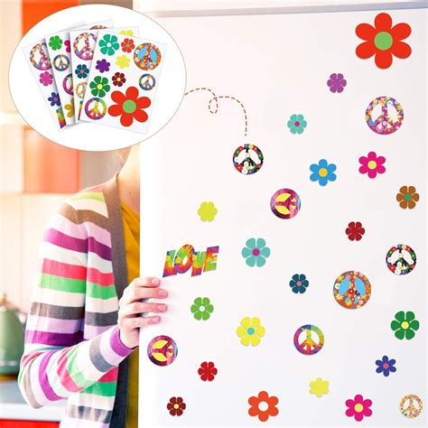 Buy 84 Pieces 60's Hippie Theme Party Stickers Retro Flower Stickers ...