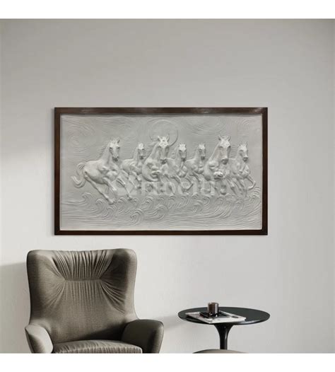 Buy Left moving 5X3 feet 7 Horse 3D Relief Mural Wall Art Online - Artociti