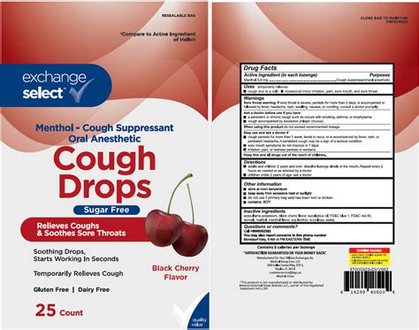 EXCHANGE SELECT COUGH DROP BLACK CHERRY SUGAR FREE- menthol lozenge
