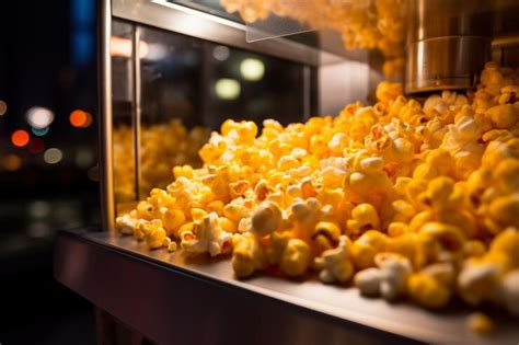 Corn kernels popping out of a popcorn machine | Premium AI-generated image