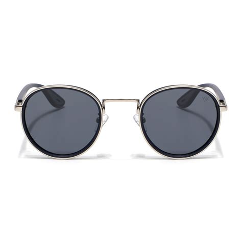 Pilot | Silver Round Polarized Sunglasses | Grey Lens - PMG6677