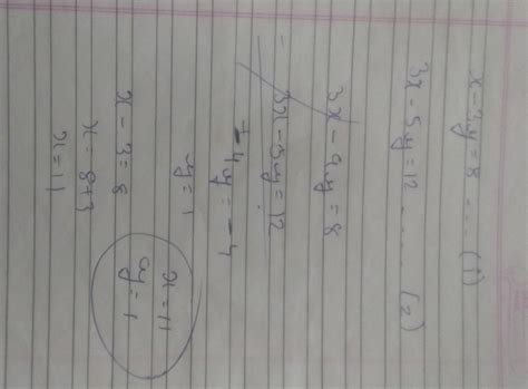 the solution for x-3y=8 3x-5y=12 - Brainly.in