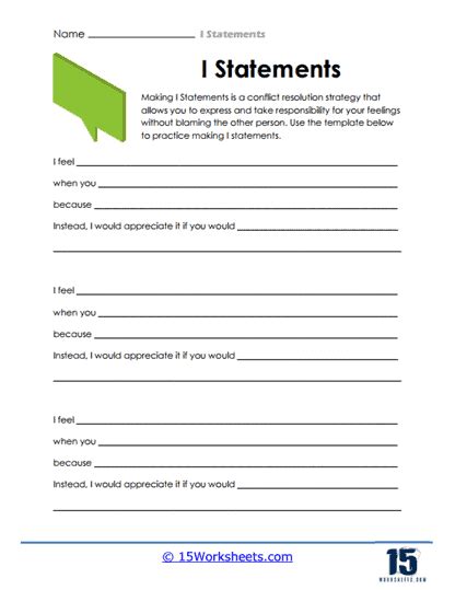 Image result for Communication. I Statements Worksheet