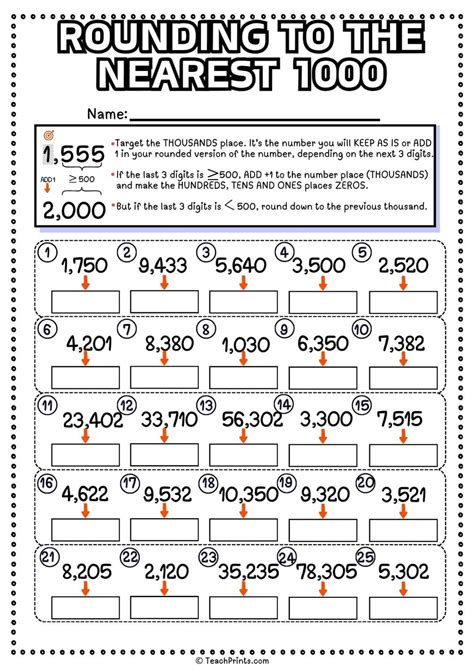 Rounding To The Nearest Thousand Worksheet Round To Nearest 10, 100