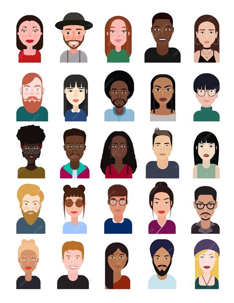 Premium Vector | Set of 25 vector portraits flat avatars different ...