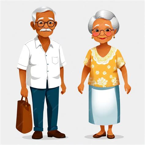 Filipino Grandpa and Grandma vector set white background isolated a ...