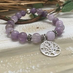 Buy Amethyst Crystal Bracelet, Silver Tree of Life Charm, Spiritual ...