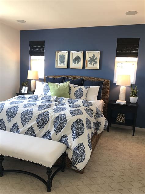 Dark Blue Accent Wall Bedroom