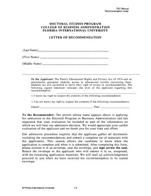 Fiu Letter Of Recommendation - Fill Online, Printable, Fillable, Blank ...