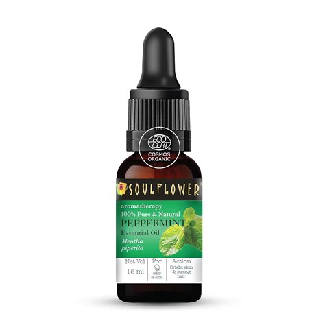 Soulflower Peppermint Essential Oil for Skin & Hair Care, Scalp ...