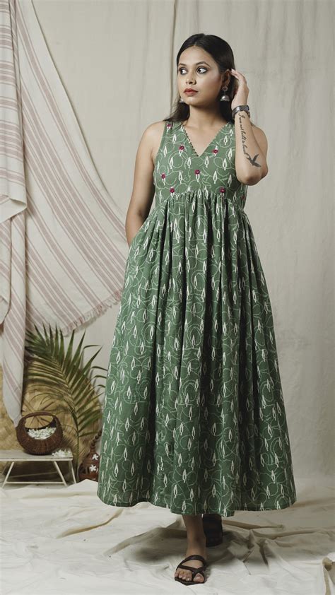 Shop Maxi dress: Green gather dress online available at bebaakstudio ...