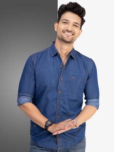 D Finish Men Solid Casual Dark Blue Shirt - Buy D Finish Men Solid ...