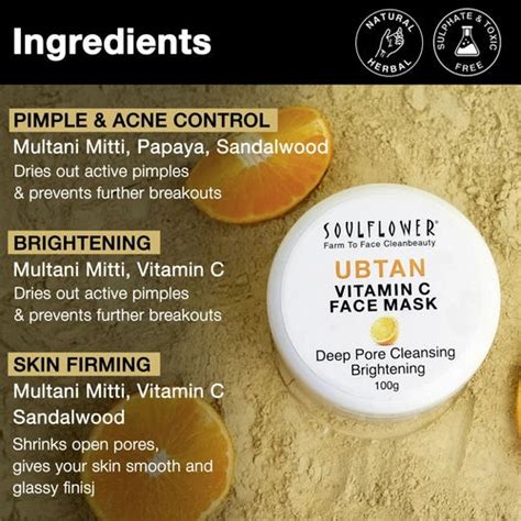 Deep Pores Cleansing & Brightening Ubtan Face Mask – Soulflower.in