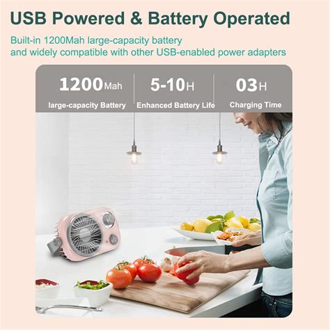 Buy None-branded Mini USB Desk Fan Quiet with 3 Speeds - Hangable 6.3in ...