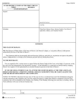 District Court Forms For Oahu (First Circuit) Civil ... - Judiciary ...