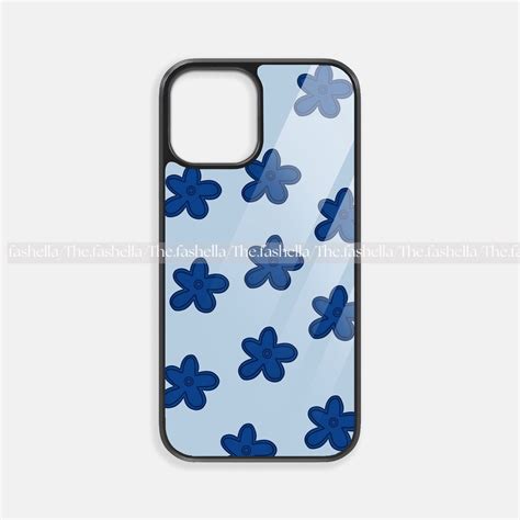 Aesthetic flowers blue premium glossy phone case – THE FASHELLA