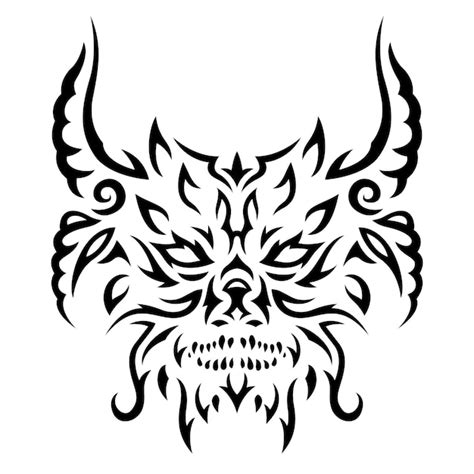 Piękna monochromatyczna ilustracja wektorowa tribal tatuaż z ...