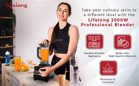 Buy Lifelong Professional Blender/Grinder/Mixer, 2000W, 2L BPA-Free Jar ...