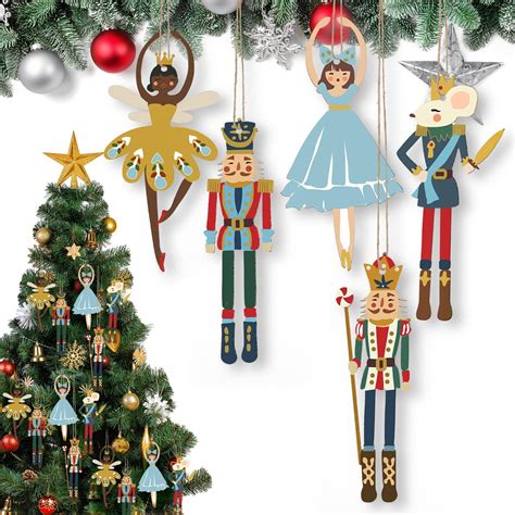 Amazon.com: Gerrii 40 Pcs Christmas Nutcracker Decoration Set Wooden ...