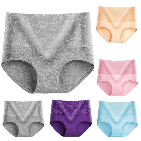 luxoti Women's Plus Size Cotton Panties 5 Pack Comfortable Breathable ...