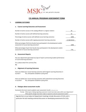 Fillable Online msjc CIS ANNUAL PROGRAM ASSESSMENT FORM - msjc Fax ...