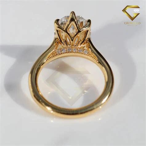 3 CT Oval Solitaire Engagement Ring: Tulip Prong, Solid Gold | Lab ...