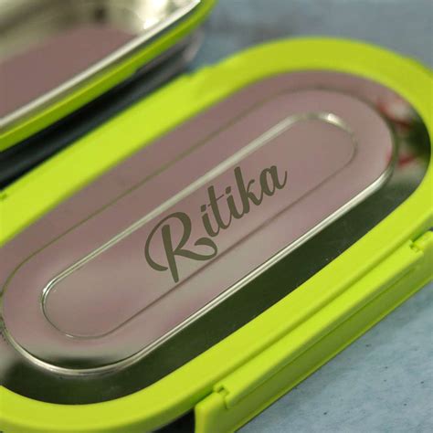 Custom Stainless Steel Tiffin Lunch Box - 650 ml, Green - love craft gift