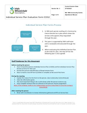 Fillable Online Individual Service Plan Evaluation Form CC012 Fax Email ...