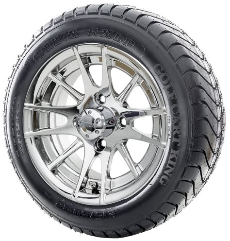 Golf Cart Wheels and Tires - 12" RHOX RX107 Chrome w/ Low Pro Tires ...