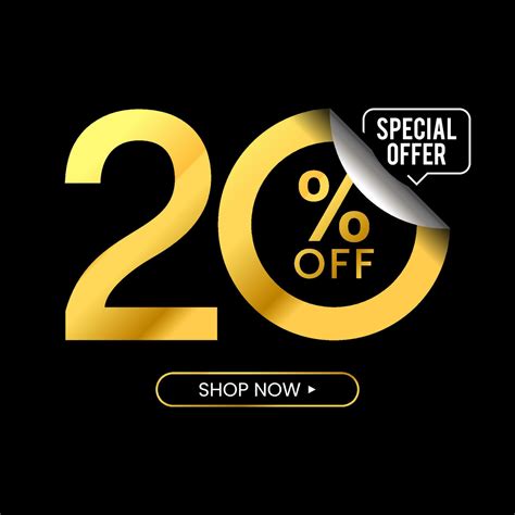 20 Percent Off Discount. Golden Numbers With Percent Sign And Unique ...