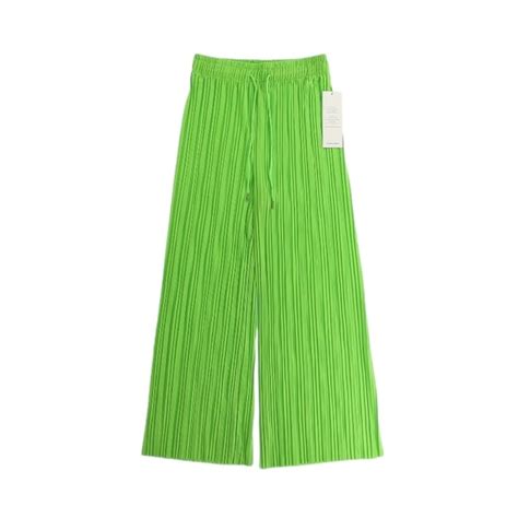 【COU】DEADSTOCK lime green pleats wide straight pants -4600- | cv