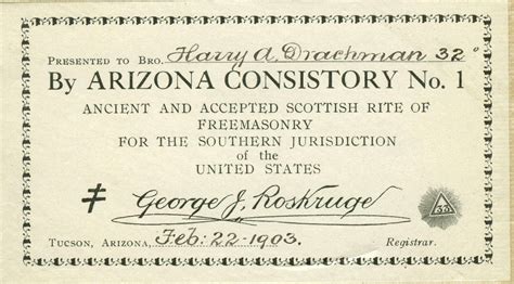 Harry A. Drachman 32 Degree Mason by George J. Roskruge 1903 Registrar ...