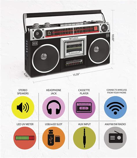 Buy Riptunes Boombox Radio Cassette Player Recorder, AM/FM -SW1/SW2 ...