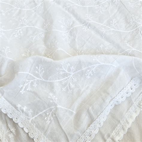 EID SPECIAL- Pure Mul Cotton White Self Design Jaal Embroidered Dupatt ...