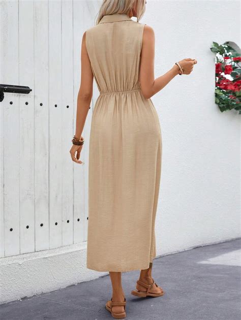 SHEIN Clasi Robe maxi sans manches à taille pour femmes, style vacances ...