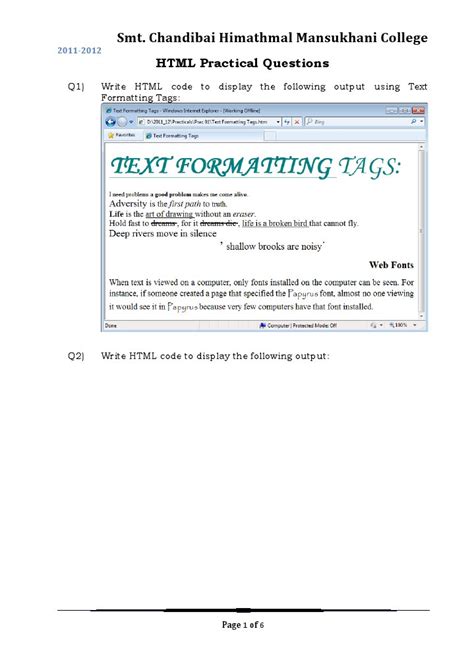 HTML Practical Test 的图像结果