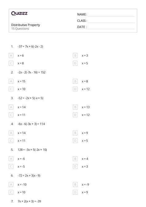 Image result for Distributive Property Worksheet Pre-Algebra