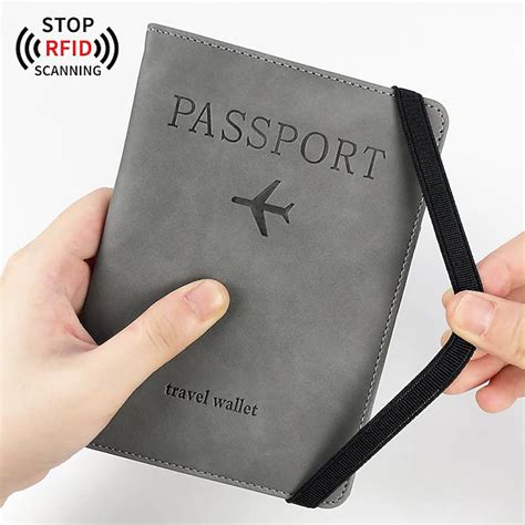 Leather Passport Cover RFID Elastic Band Travel Credit ID Card ...