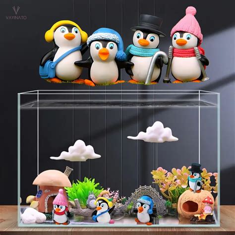 VAYINATO® 4 Pcs Miniature Penguin Ornament Cute Resin Toys for Aquarium ...
