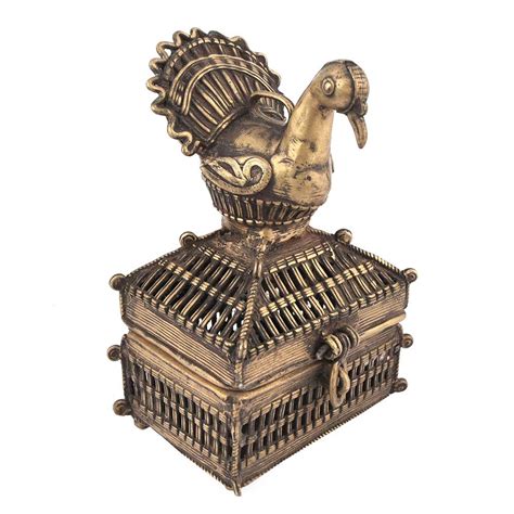 Tribal Bird Peacock with Wings Box