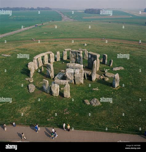 Stonehenge World Heritage site Salisbury Plain Wiltshire UK aerial view ...