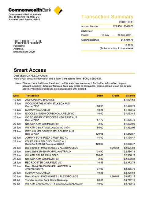 Common wealth bank statement template – Artofit