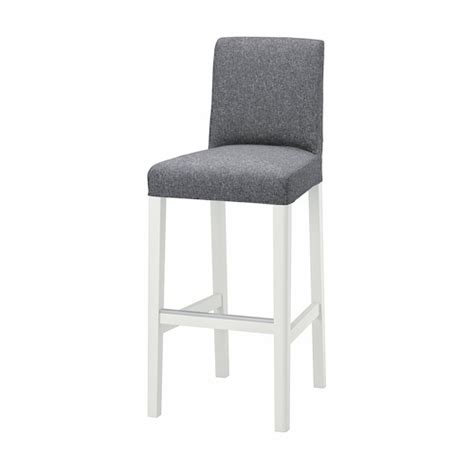 BERGMUND bar stool with backrest, white/Gunnared medium grey, 75 cm ...