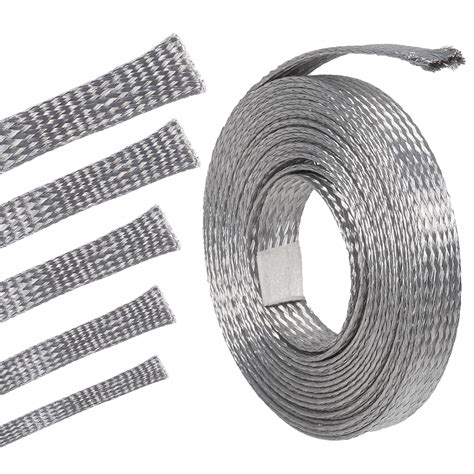 Tinned Copper Braid Wire Shielding Flat Cable Sleeve EMI RFI ESD ...
