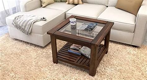 Wood Vestal Sheesham Wood Centre Table - Glass Top | Coffee Table ...