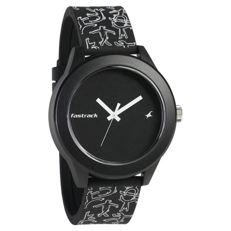 Fastrack Quartz Analog Black Dial Silicone Strap Watch for Unisex